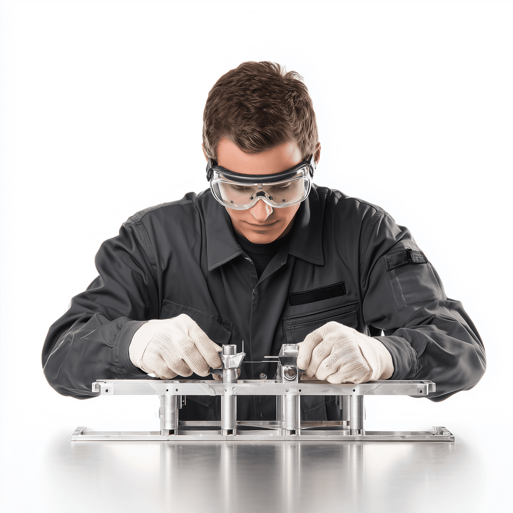 Worker testing equipment in the field