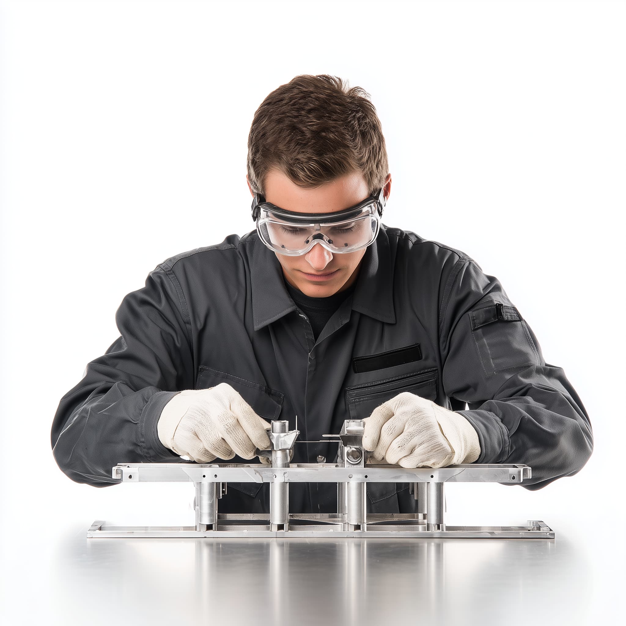 Worker testing equipment in the field